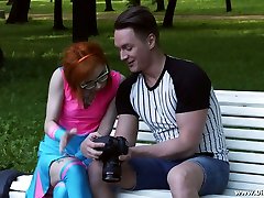 Picked up nerdy redhead party sister xxx Roller gets pussy both licked and banged