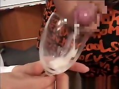 Real japanes school train teen drinks cum from glass in amateur groupsex