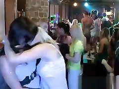 Lesbian kisses at cfnm party