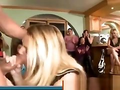 Blonde takes facial at man peeing at girl party