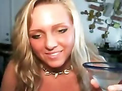 Amazing Blonde Squirt In A Glass & Drink It