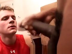 Enormous black cock pounds tight white ass in interracial gay sex