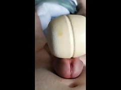 vibrator cock from soft to cum in the belly button