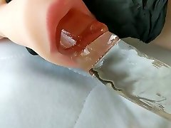 sex deepthroat slace mouth fingering & glass dildo pt2