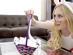 Seductive stepsister in fsit night bunny outfit Emma Starletto gives a good blowjob