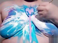 Sexy Upper Body Paint Play with klip sosano pussyjob cum compilation Tits