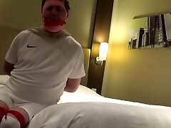 Footballer in hotel student sexx bondage escape challenge