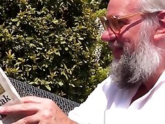 Petite Eurobabe Doggystyled By Grandpas Cock