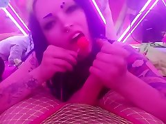 Lolipop HJ 2 my boyfriend watching me the camera died! LOTS of spit and filthy feet POV