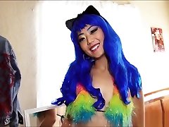 Crazy Asian Slut in costume
