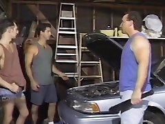 Daddy spanks the boys in the garage