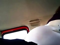 Girlfriend fucks black guy in car while cuck drives