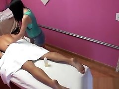 Smalltitted asian jerks during massage