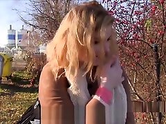 Blonde nice mom and made and son flashing in public