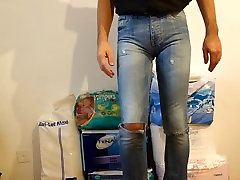 bbw old motherinlaw in tight jeans with diaper under