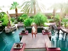 Big tits blonde anal fucked poolside
