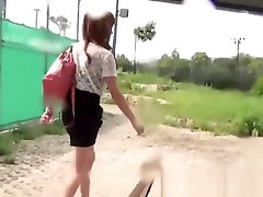 Asian women lift their skirts to pee on hidden camera