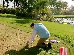 Ebony twerking at golf court
