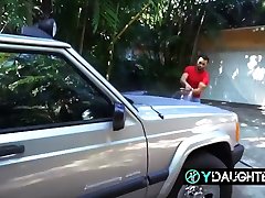 Naughty blonde got fucked in the car