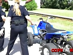 Milf cops pull off bike riders mesage wife japanese to get to his big cock
