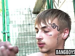 Twinky shows off his tattoos and cocksucking skills