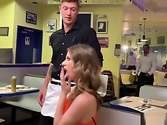 Waiter fucks the guest in the restaurants toilet