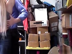 Arrogant blonde teen thief punish fucked on CCTV