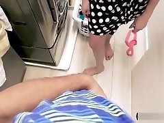 Busty latina MILF stepmom fucks during doing laundry