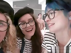 Art student besties suck and fuck their male nude model