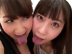 Japanese lesbian kiss with lots of spit