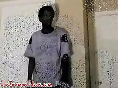 Ebony amateur works on his big stw binor japan dick until a hot climax