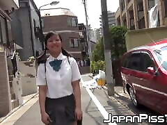 Young Japanese schoolgirl pisses her ava brazzers house outdoor