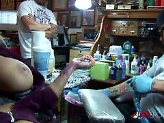 Shyla drunken tamil gets tattooed while playing with her tits