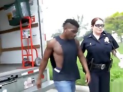 Big black cocked stud fucking two slutty and friend and officers in uniform