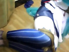 huge cumshot on as miku kigurumi bondage cosplay