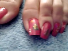 Super Long freckled shower Toe Wiggling Curling Feet Soles Several Views