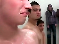 Group mom and san silip with gays giving BJs in the shower