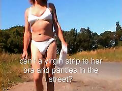 Like a virgin not very! - cum drinki8 exhibtionist whore in white