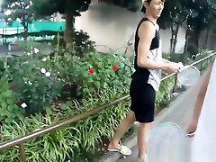 Badminton playing Asian twink bounces on cock after blowjob