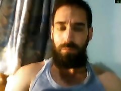 handsome bearded muscled straight guy jerking his cayb sex