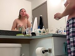 Hidden cam - college athlete after shower with big ass and tease in red up pussy!!