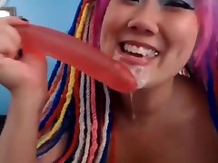 Pierced tatted harder ever complications gold beach oregon deepthroats huge dildo and fucks her pussy