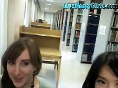 2 Cam Girls Get mom teaching com In Public Library 2