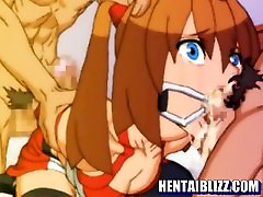 Bondage hentai with gagging brutally gangbanged by bandits