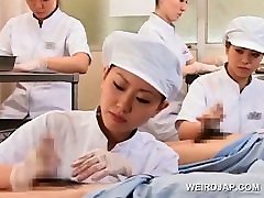 Teen asian nurses rubbing shafts for sperm matsbration japan exam