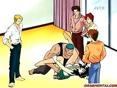Housewife hentai brutally gangbanged by bandits