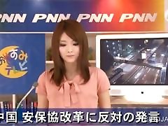 Asian TV anchor gives BJ during the news