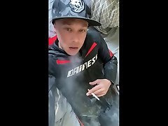 smoking a red in my dainese biker bangladesh xxx 3com gear in bed