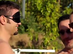 Blindfolded anal gape shemaleget games at a wild swinger pool party!