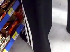 nike soccer slides in white socks, in line at the store